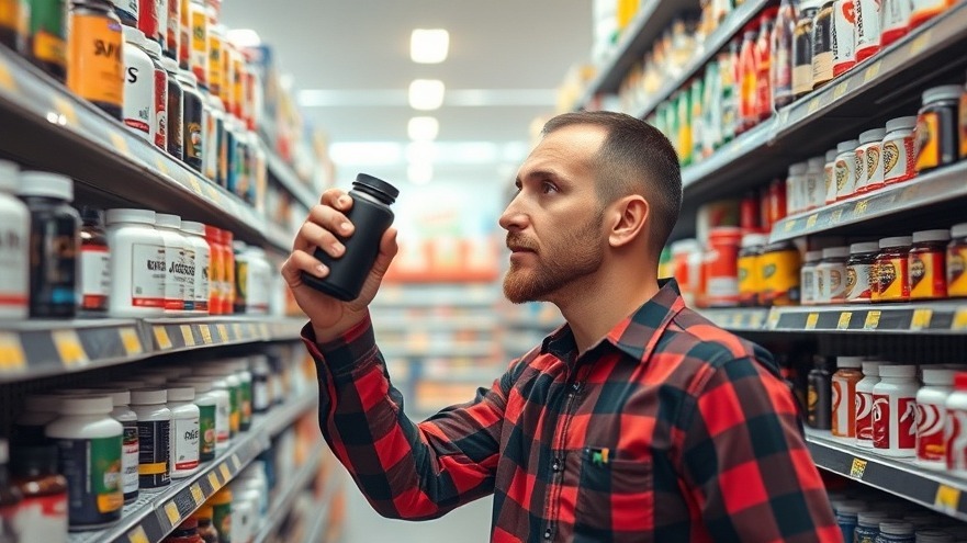 A man examines recovery supplements, considering BPC-157 benefits and oral peptides.