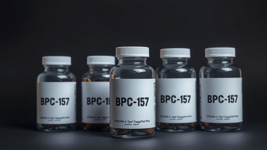 Photorealistic BPC-157 supplement bottles showcasing health news on recovery supplements.