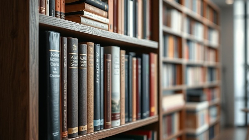 Photorealistic bookshelf with colorful books, emphasizing a health lifestyle.