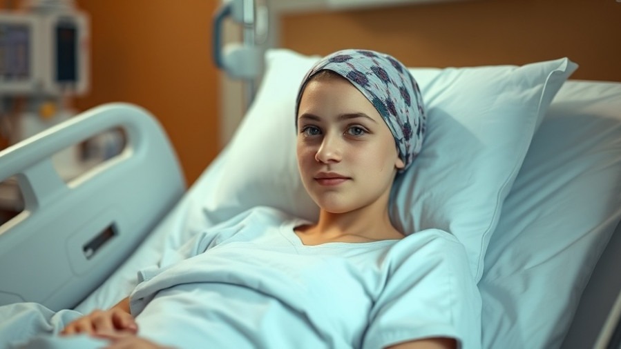 Adolescent girl in hospital bed, highlighting pediatric oncology and childhood cancer research.