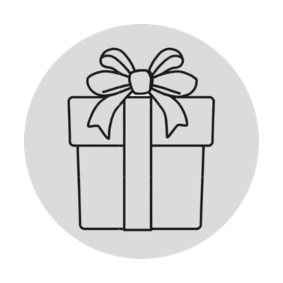 Outline drawing of a gift box icon for gift certificates