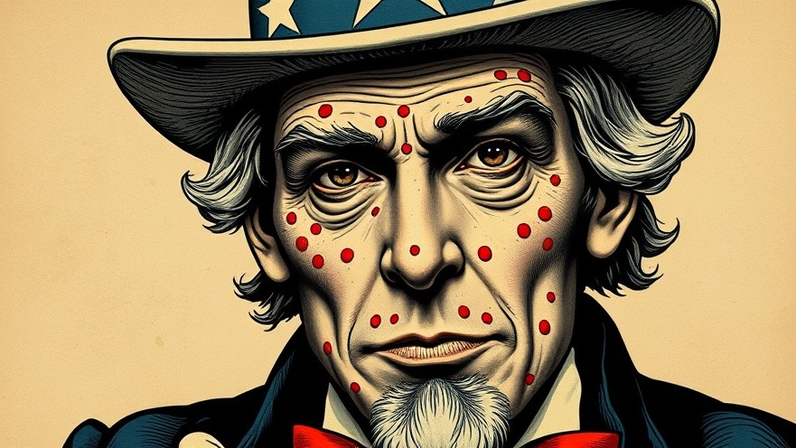 Thoughtful Uncle Sam illustration with disease symbols, highlighting vaccination in health news.