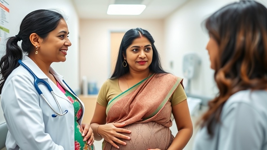 Pregnant Indian woman discussing healthcare reform and family planning with her doctor.