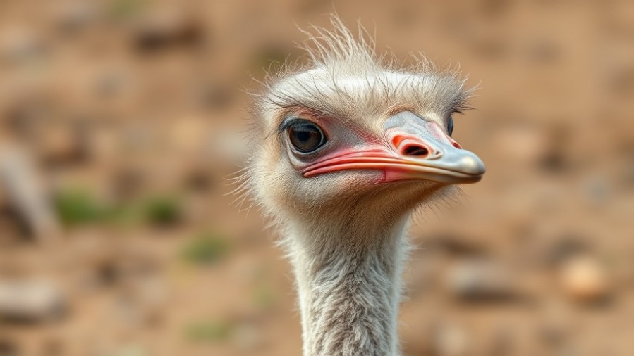 Close-up of an ostrich highlighting concerns during the bird flu outbreak.