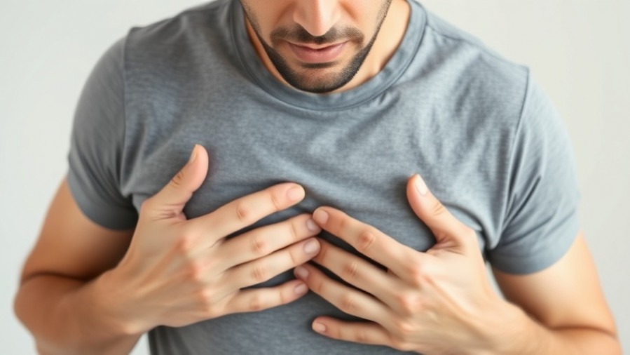 Middle-aged Hispanic male coughing, showing bronchiectasis management challenges.