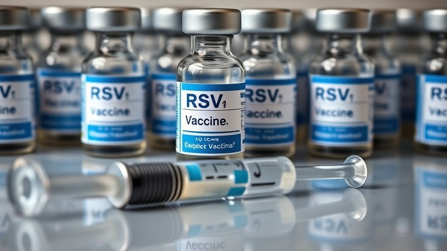 Close-up of RSV vaccine vials and syringe, highlighting vaccination impact in preventative healthcare.