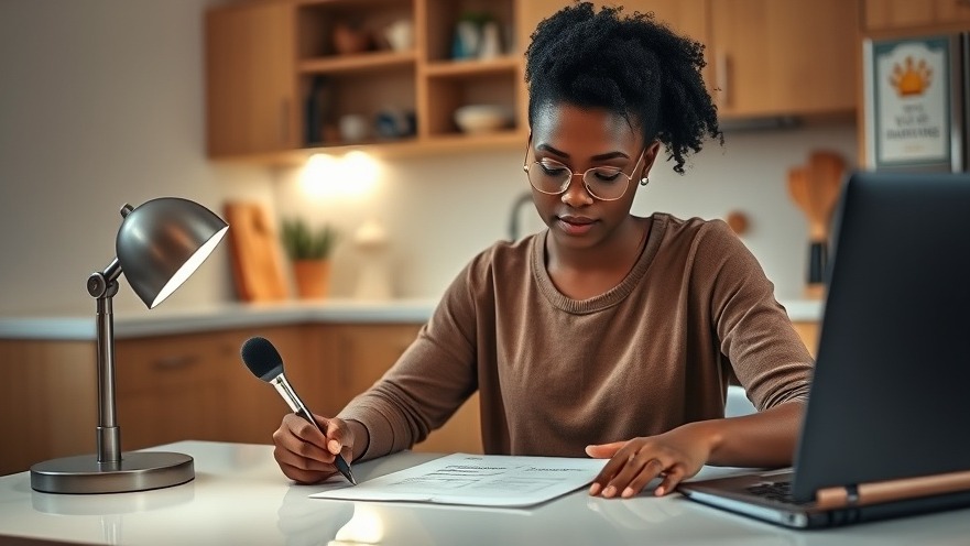 Black woman surveys public health data on wellness trends at her desk