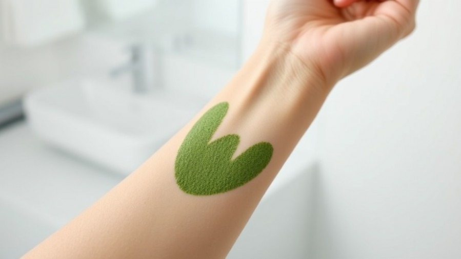 Textured green patch on wrist, representing wellness technology and health trends.