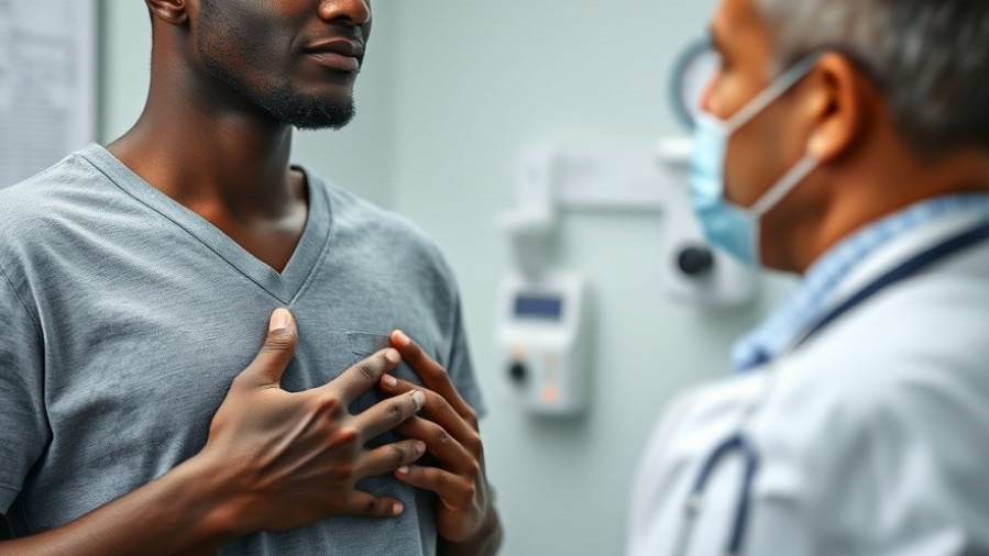 Black patient discussing Transcatheter Aortic Valve Implantation with doctor in detailed medical setting.