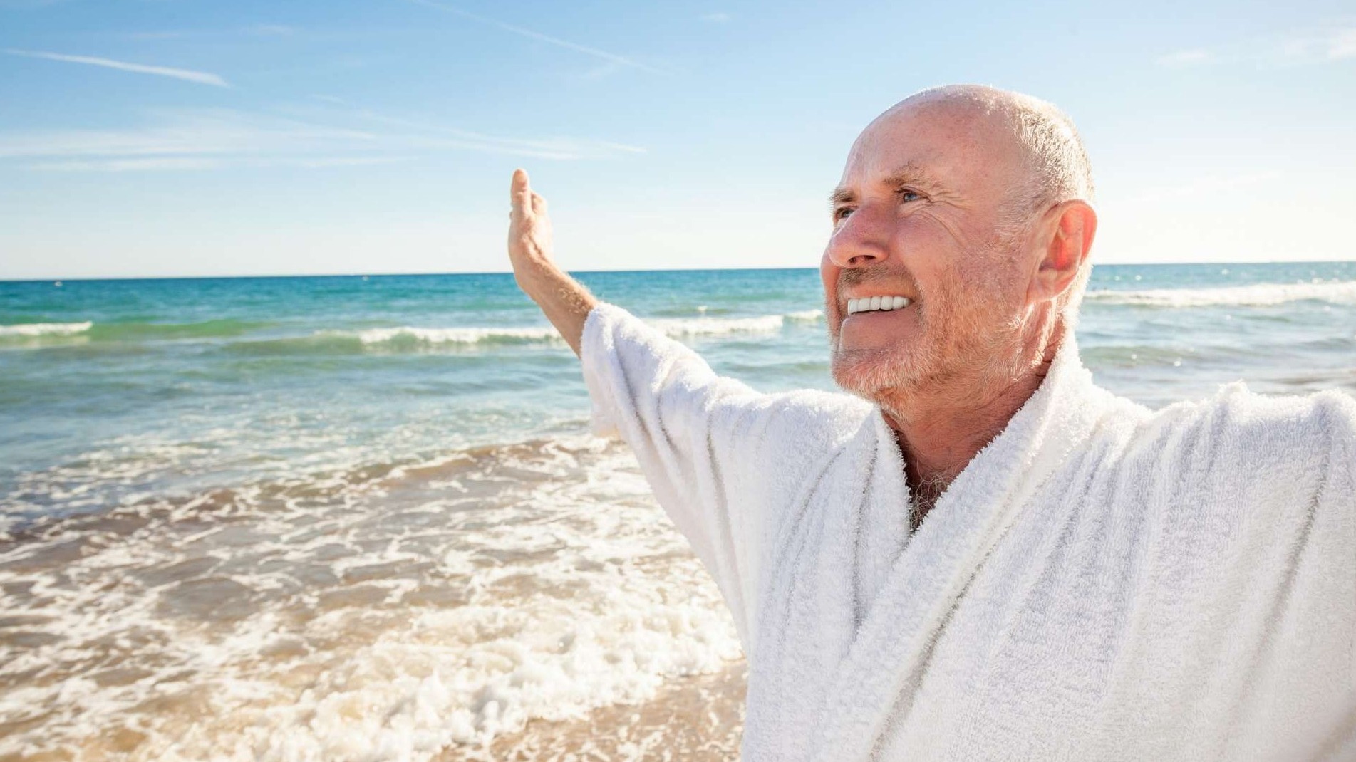 Man enjoying morning sunlight, concept of sleep tourism