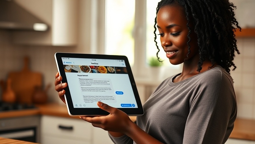 Young black woman using healthcare technology on an iPad, reducing patient wait times.