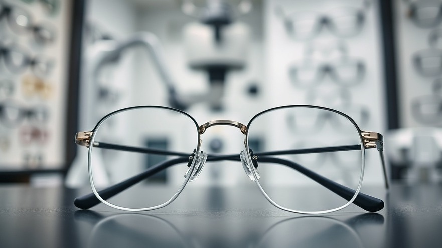 Close-up of eyeglasses in an optical room, focusing on eye health tips.