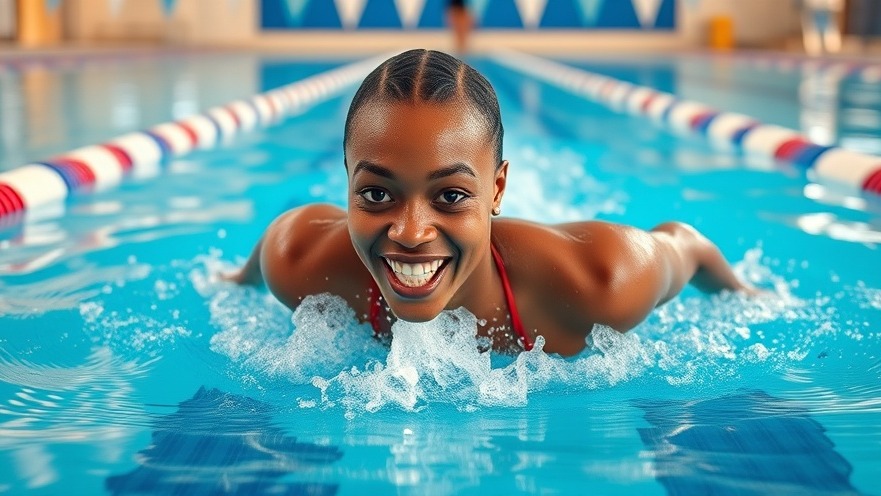 Young black woman excels in competitive swimming for fitness benefits and mental health.