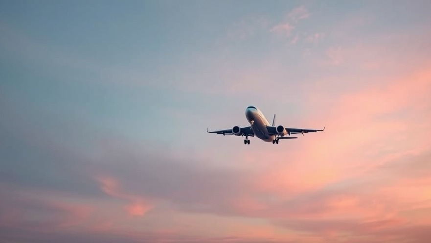 Large airplane in serene dawn sky, highlighting airline medical emergency and health safety on planes.