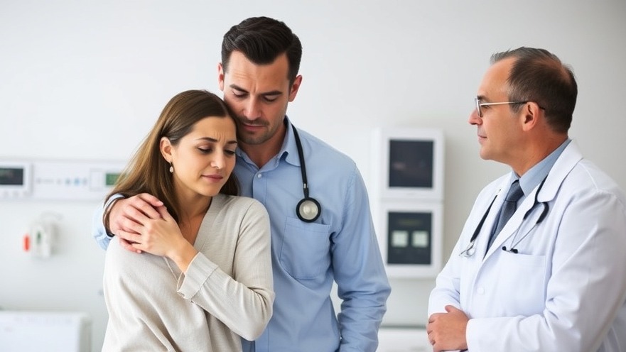 Doctor-patient relationship: husband doctor comforts wife about emotional health.