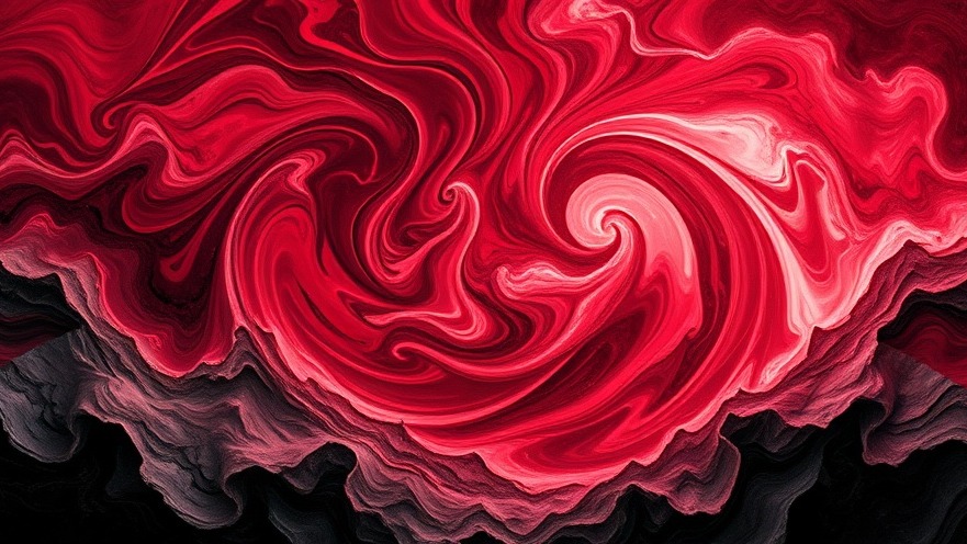 Abstract red swirls and textures representing health disparities and data-driven decision-making.