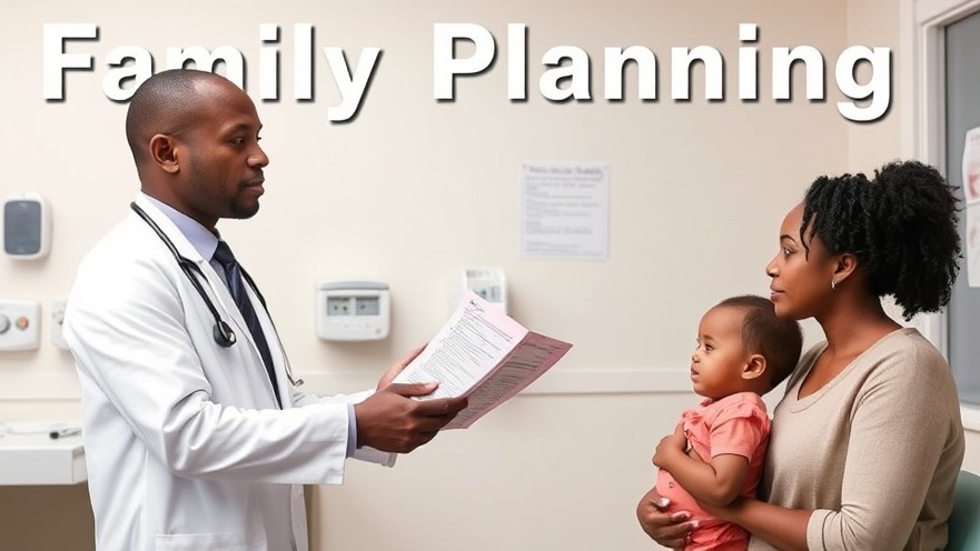 Family planning services: A doctor provides educational resources to a woman with children.
