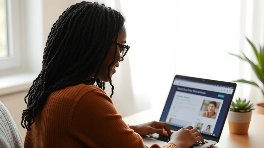 Black female engaged website visitor using laptop for website conversion optimization