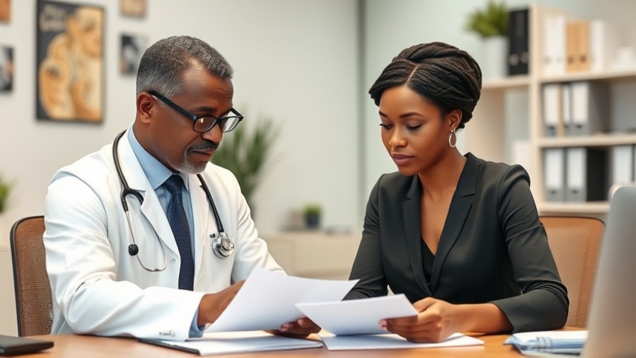 Doctor and administrator discussing paper schedules, highlighting barriers to change in healthcare improvement.