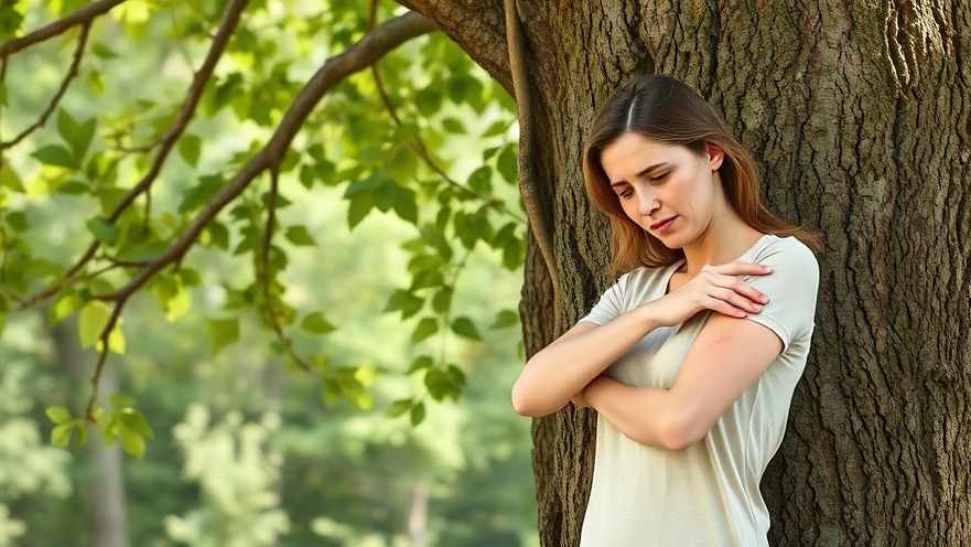 Illustration of a woman with poison ivy rash.