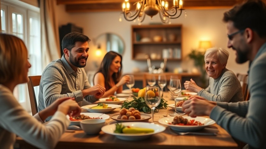 Cozy family dinner showcasing mindful indulgence and healthy post holiday eating.