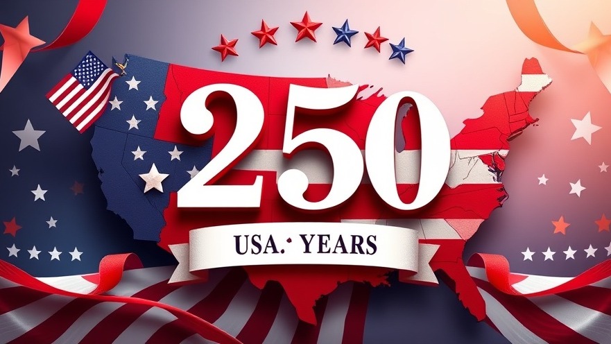 Celebratory USA 250 years milestone with patriotic health and wellness theme.