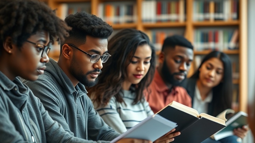 Diverse college students in a study group focusing on medical education strategies.