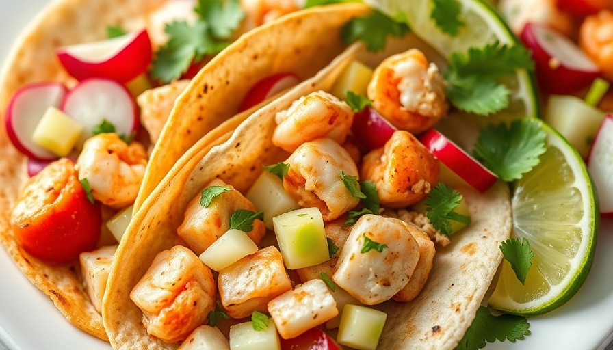 Healthy seafood tacos for 4th of July celebration.