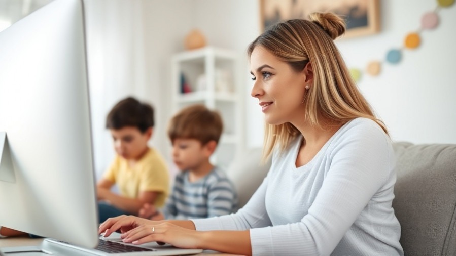 Mother examining social media for vaccine misinformation impacting children's health.