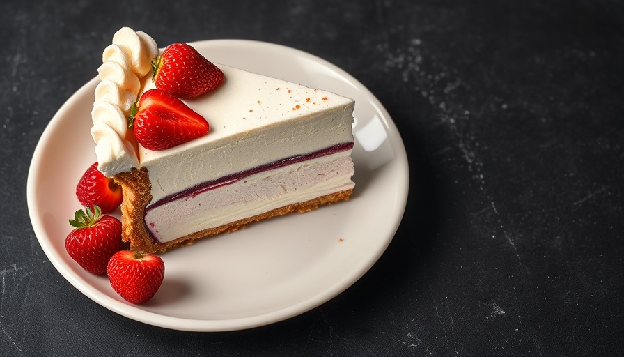 Cancer-fighting fruit ice cream pie slice on plate.
