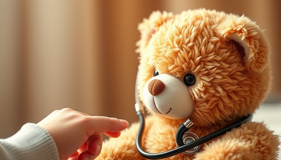 Teddy bear with stethoscope, calming children's anxiety.