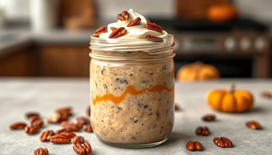 High-protein pumpkin pie overnight oats with pecans