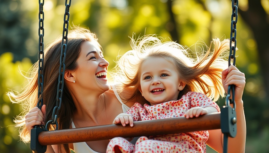 Mother and daughter enjoying family outdoor activities on a swing.