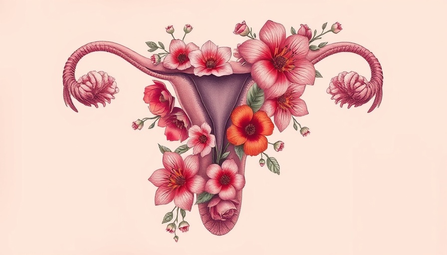 Artistic floral representation of uterus for early menarche health risks.
