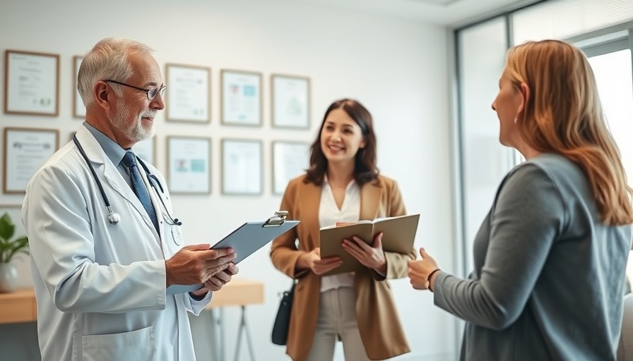 Doctor consulting patient on weight loss before IVF in modern office.