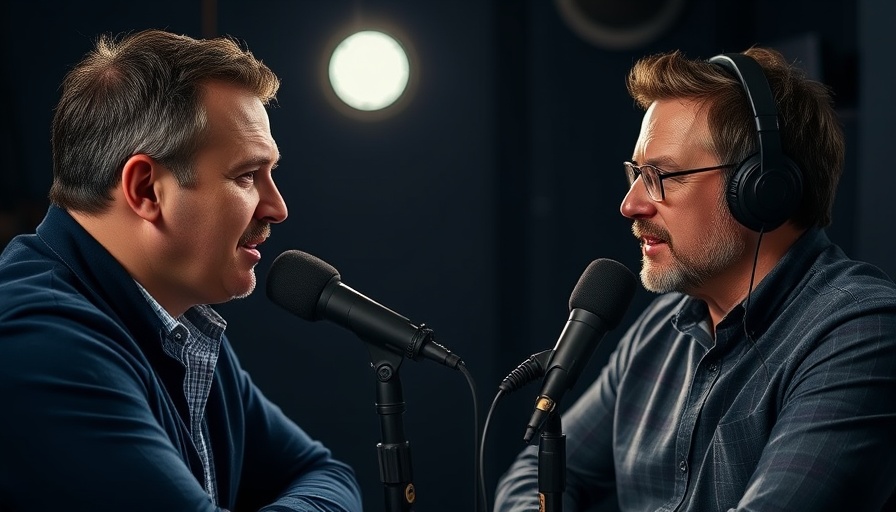 Men discussing serious topic on podcast, Dr. Mike Parenthood Decisions.