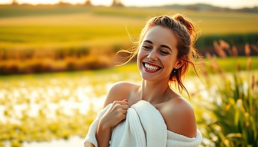 Woman enjoying tranquility by a lakeside, highlighting benefits of blue spaces.