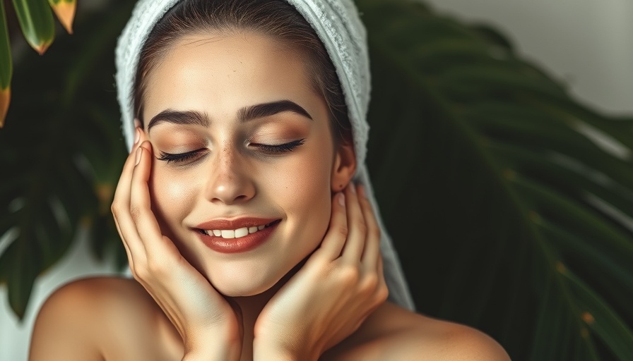 Beautiful woman practicing wellness tips for beauty in tropical setting.