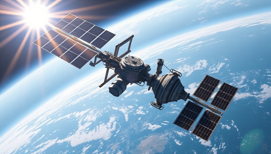 International Space Station floating above Earth, showing solar panels.