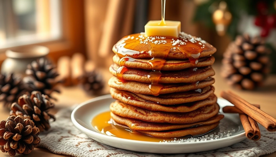 High-Protein Gingerbread Pancakes with syrup in a cozy setting