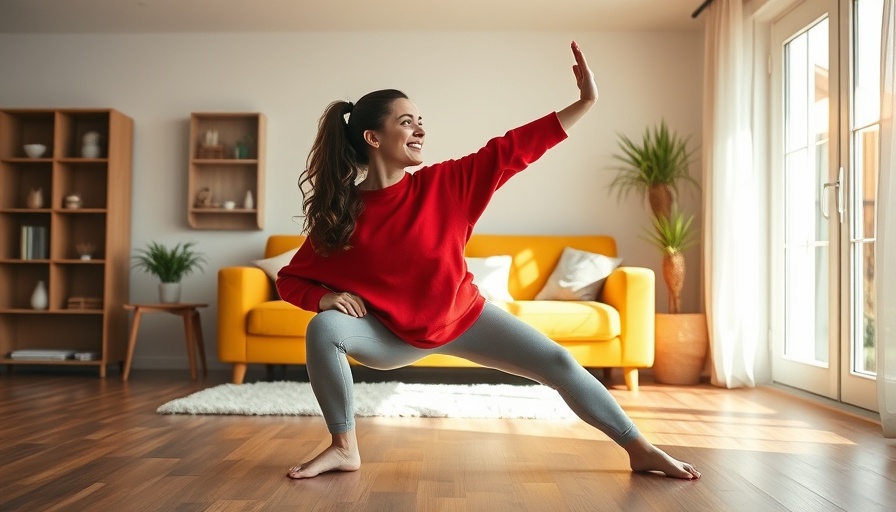 Woman performing side lunge in cozy living room for best fitness routines.