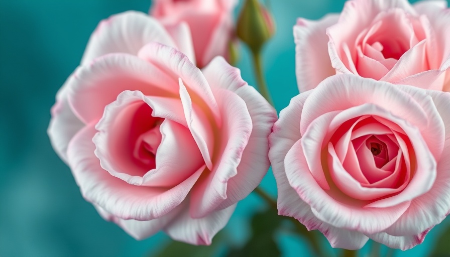 Impressionistic roses with soft greens and blues.