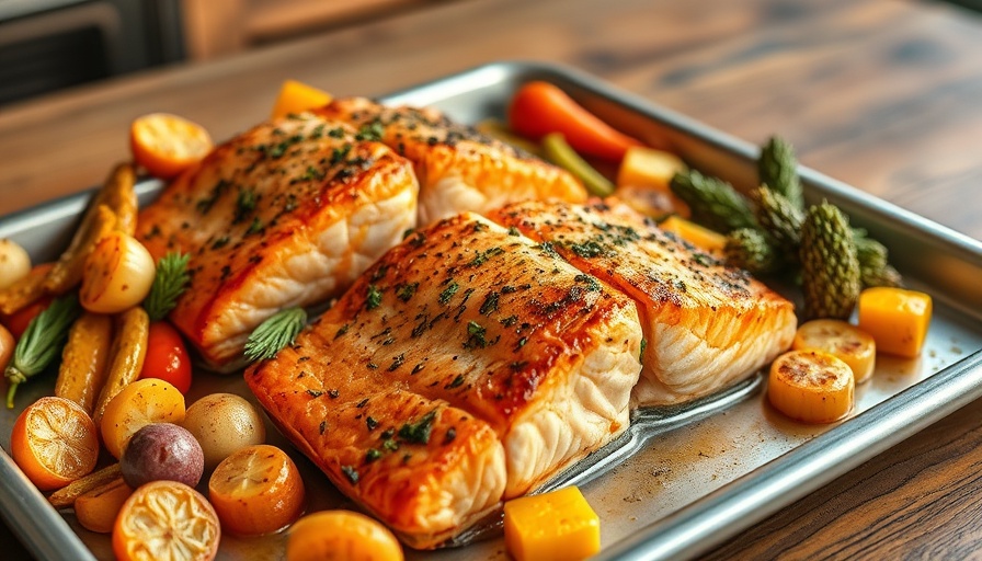 Nourishing Recipes for Radiant Skin: Roasted salmon with vegetables.