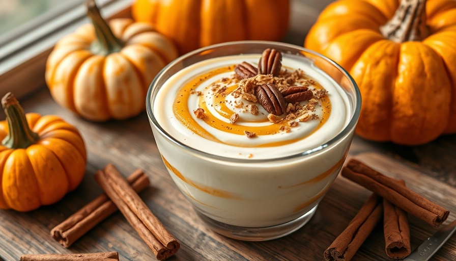 Healthy Pumpkin Pie Yogurt Bowl with cinnamon and pecans.