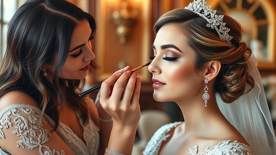Bridal makeup preparation in an elegant indoor setting, capturing stress-free beauty.