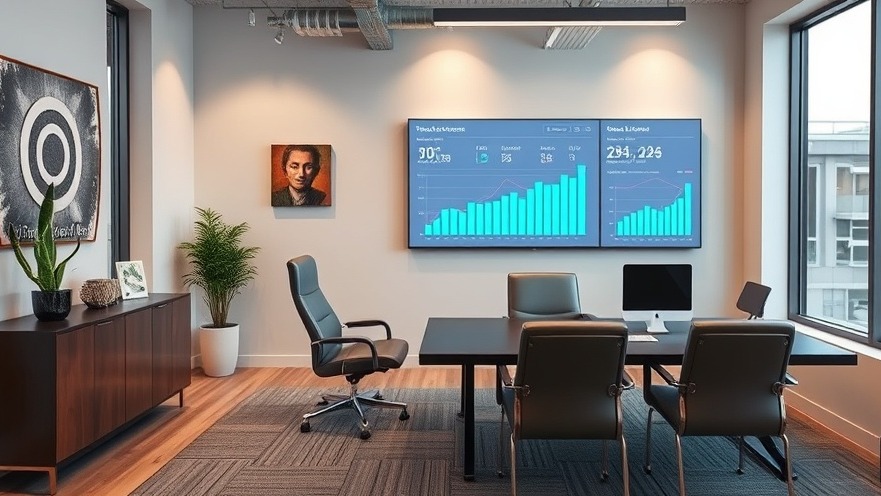 Impressive office interior of a Farmington Hills digital marketing agency with an interactive SEO dashboard.