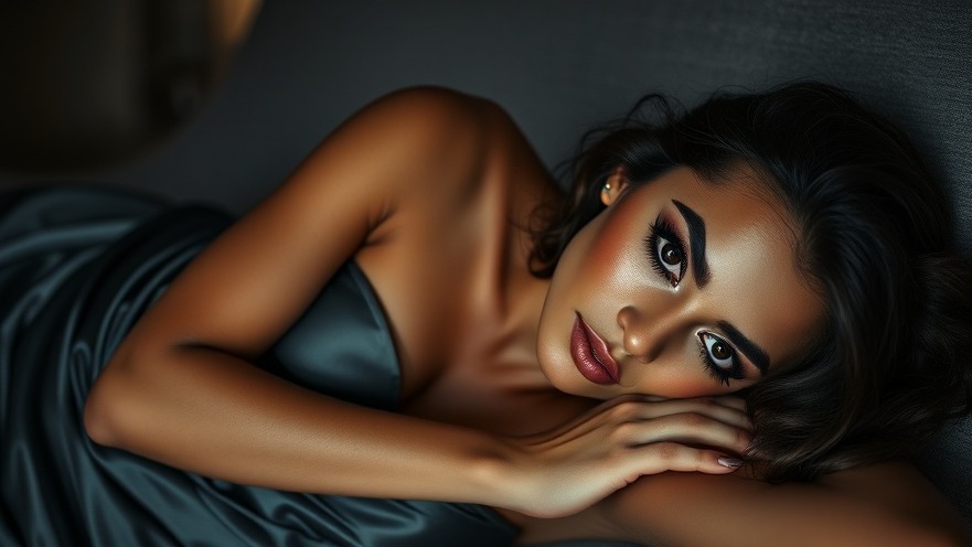 Young woman with olive skin showcasing dramatic eye makeup, embodying modern beauty techniques.
