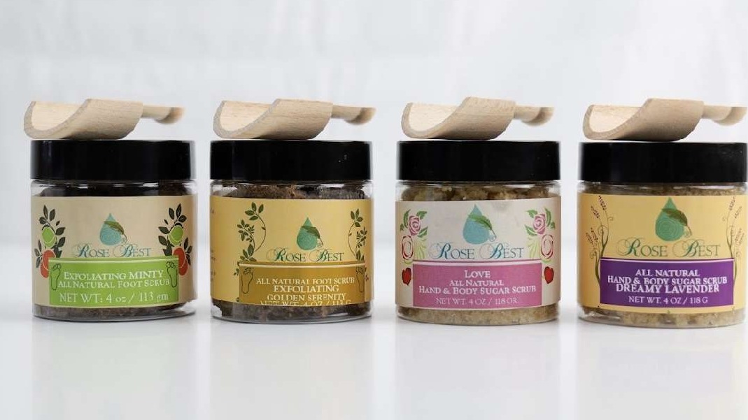 Skincare bottles highlighting natural skincare free from alcohol and dyes on clean white marble counter