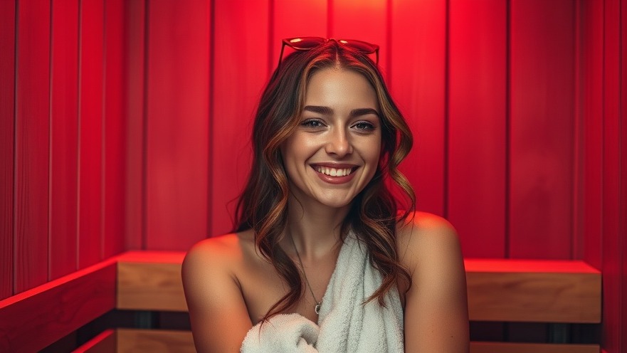 Young woman enjoying sauna health benefits for stress relief and muscle recovery.