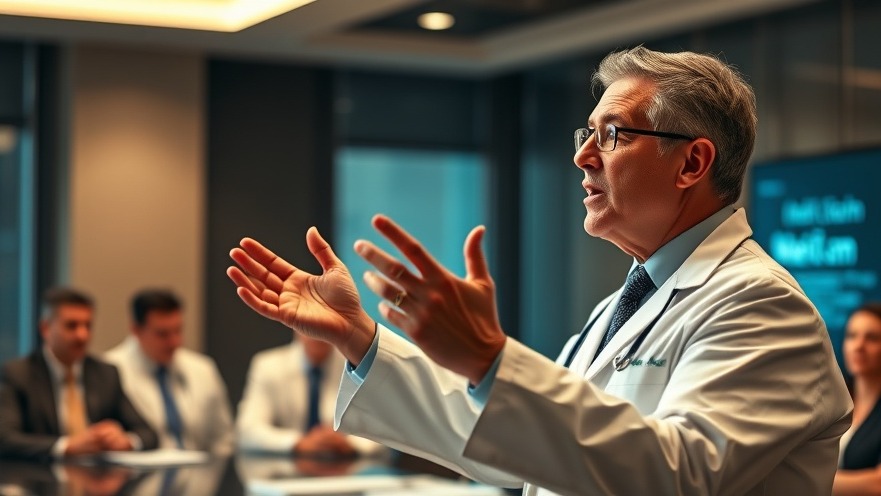 Physician presenting on healthcare transformation for doctor autonomy and engagement.